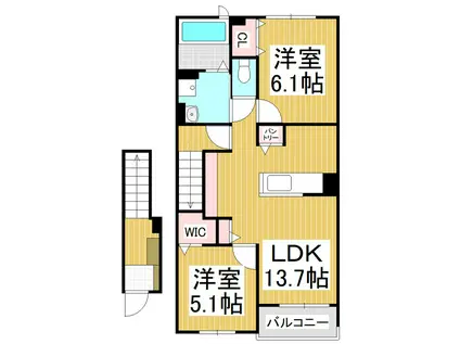 アドヴァンス立石(2LDK/2階)の間取り写真