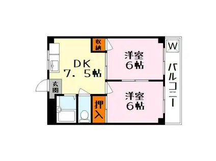 アルページュ草津(2DK/2階)の間取り写真