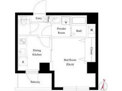 LIVE CASA 両国北斎通(1DK/5階)の間取り写真