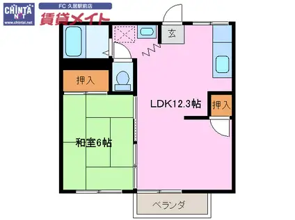 ブランズハッチ(1LDK/2階)の間取り写真