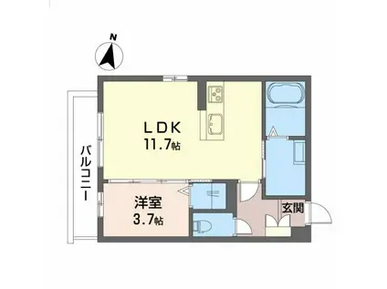 トリニテラッセ(1LDK/3階)の間取り写真