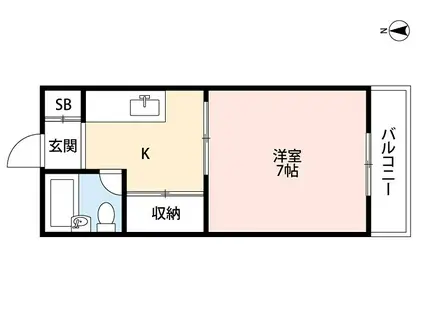 コーポいづみ(1K/2階)の間取り写真