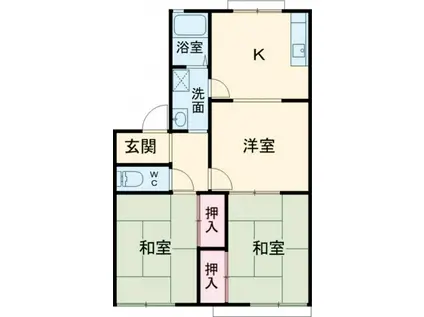 パ-クサイド木下(3K/1階)の間取り写真