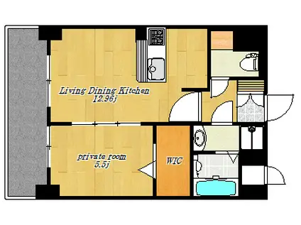 HEIGHTS GREEN GRASS(1LDK/1階)の間取り写真