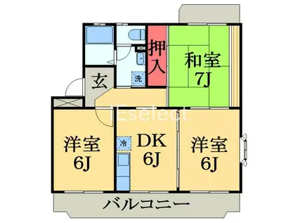 クレセントフジ A(3DK/2階)の間取り写真