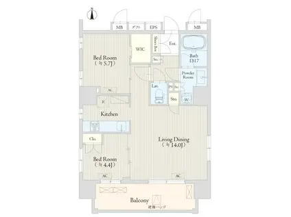 KEYAKI TERRACE恵比寿(2LDK/3階)の間取り写真