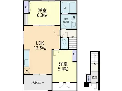 シンフォニア B(2LDK/2階)の間取り写真