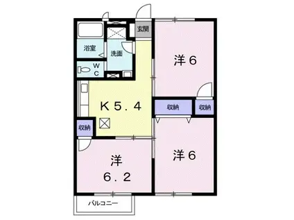 まぐのりあII(3K/2階)の間取り写真