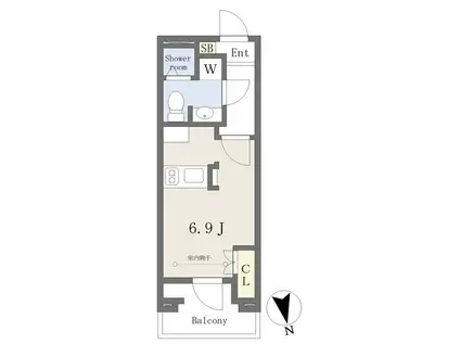 ポルト・ボヌールI(ワンルーム/3階)の間取り写真