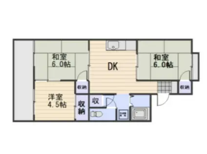 グリーンハイツ福富B(3DK/2階)の間取り写真