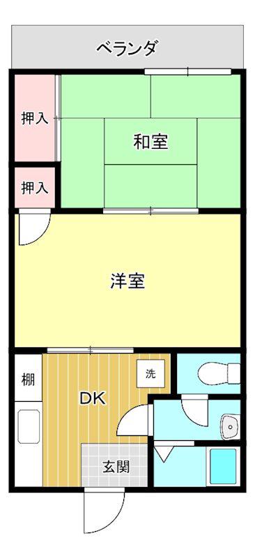 安良グリーンハイツ(2K/1階)の間取り写真