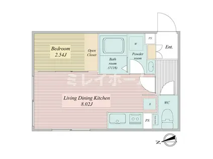 ライブフラット馬込(1LDK/4階)の間取り写真
