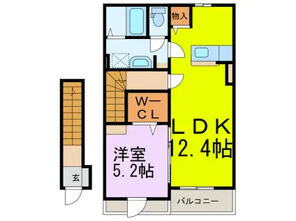 ジェントリー(1LDK/2階)の間取り写真