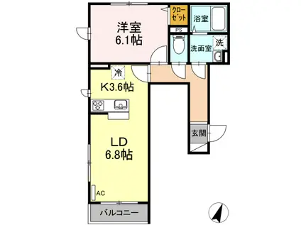カーサ フィオーレ小竹町(1LDK/2階)の間取り写真