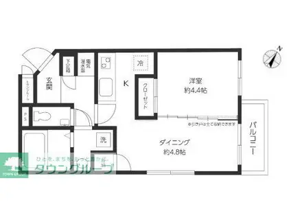 パレット分梅町(1DK/3階)の間取り写真