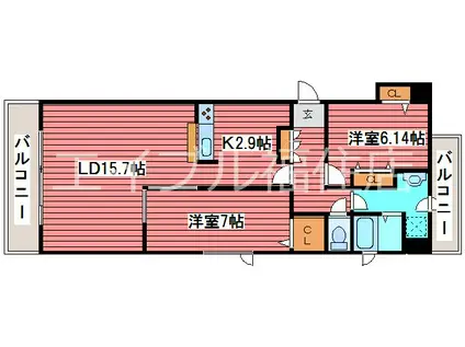 F106(2LDK/4階)の間取り写真