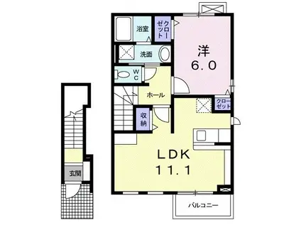 リーヴァ菅池B(1LDK/2階)の間取り写真