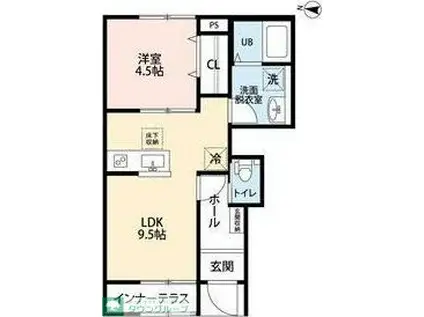 リーブルファイン小平仲町(1LDK/1階)の間取り写真