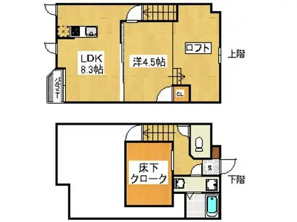 CB博多アクシオン(1LDK/1階)の間取り写真