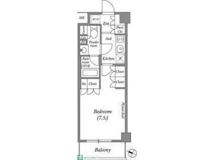 ルクレ西池袋(1K/1階)の間取り写真