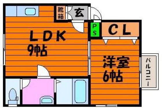 CASA福浜西(1LDK/1階)の間取り写真