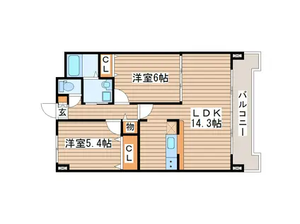 PRIERIII(2LDK/5階)の間取り写真