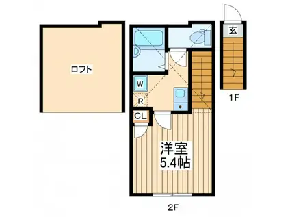 イポメドゥタチカワ(1K/2階)の間取り写真