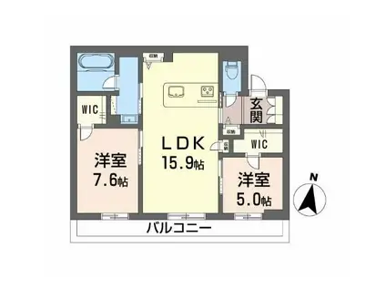 シャーメゾン春日(2LDK/2階)の間取り写真