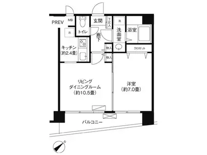 コスモリード雪が谷大塚(1LDK/8階)の間取り写真