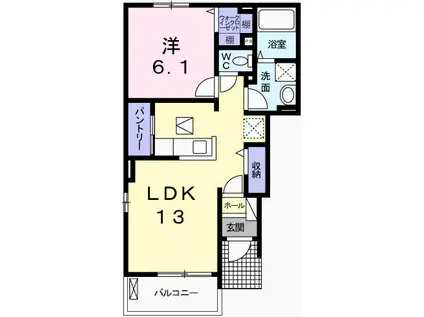 ラミヤカーサ(1LDK/1階)の間取り写真