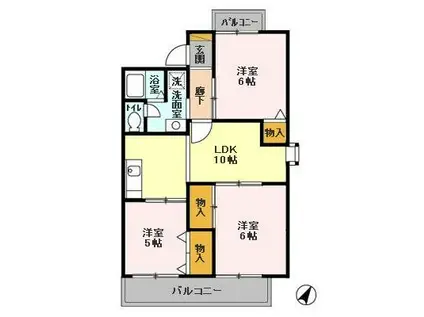 グランドサン伍番館(3LDK/1階)の間取り写真