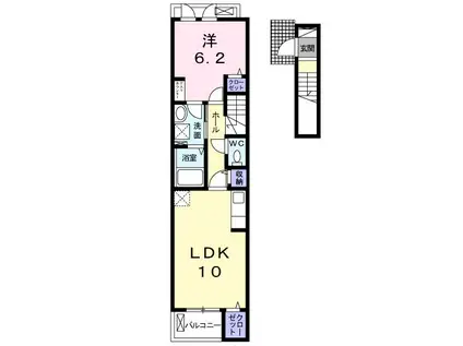 グランテージ成田(1LDK/2階)の間取り写真