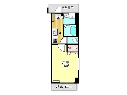 カナル・フィー(1K/4階)の間取り写真