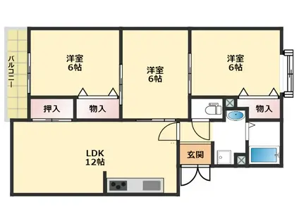メルヴェーユ大村(3LDK/2階)の間取り写真