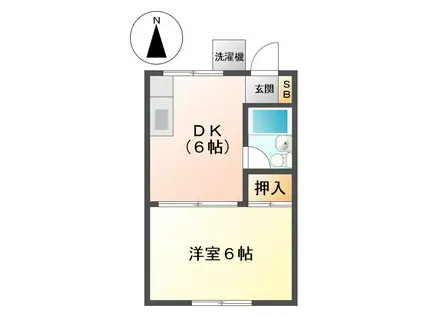 カントリーパレスとみ川(1DK/3階)の間取り写真