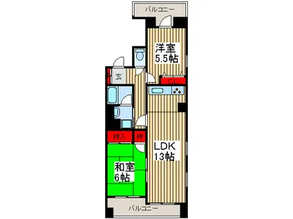TS中野ビル(2LDK/6階)の間取り写真