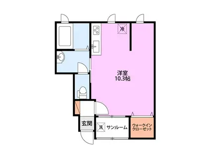 UN HEUREUXII(ワンルーム/1階)の間取り写真