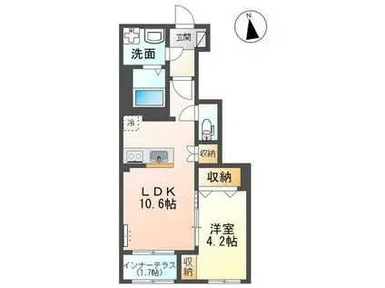 スターテラス岩倉(1LDK/1階)の間取り写真