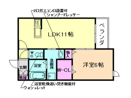 ヘーベルメゾン池田 西(1LDK/1階)の間取り写真