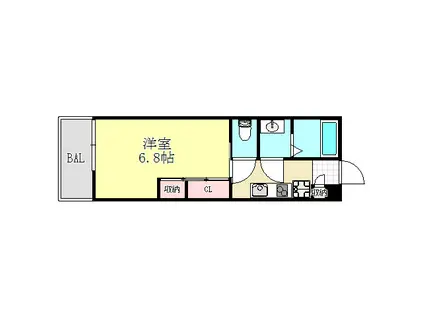 BLUE SKY MAYA3(1K/2階)の間取り写真