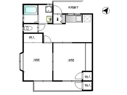サンハイム21(2DK/2階)の間取り写真