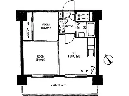 コスモレジデンス(2DK/8階)の間取り写真