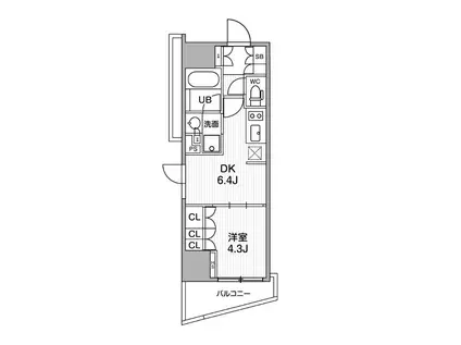 シーズンフラッツ大井町(1DK/11階)の間取り写真