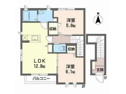 メイプル・コーポA(2LDK/2階)の間取り写真