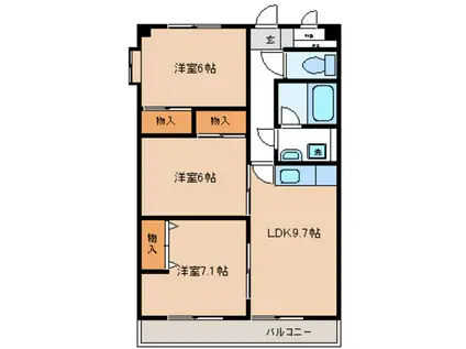 第2藤マンション(3DK/1階)の間取り写真