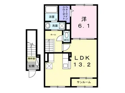 TST FUSO(1LDK/2階)の間取り写真