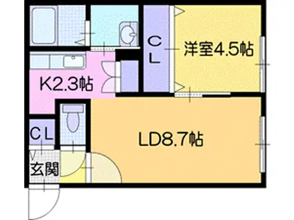 イーライフ(1LDK/1階)の間取り写真