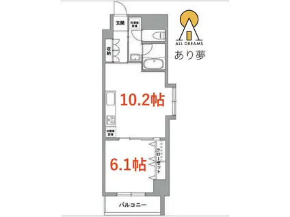 グランデュールII関内(1LDK/7階)の間取り写真