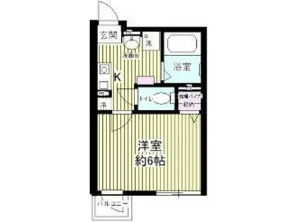 ジェンティーレ(1K/2階)の間取り写真