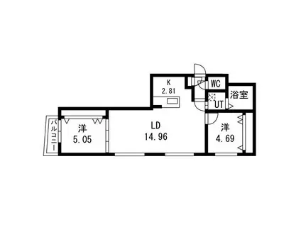 WARMTH INN南4条(2LDK/3階)の間取り写真